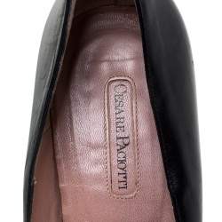 Pre Owned Cesare Paciotti Black Leather Flower Detail Pumps Size 40