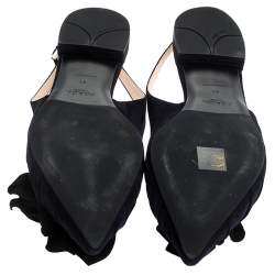 Pre Owned Prada Navy Blue Suede Bow Detail Slingback Flats Size 41