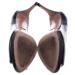 Pre Owned Prada Black Patent Leather Peep Toe Pumps Size 37