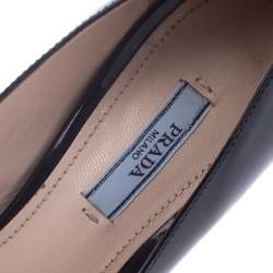 Pre Owned Prada Black Patent Leather Peep Toe Pumps Size 37