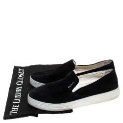 Pre Owned Prada Black Suede Slip On Sneakers Size 38.5