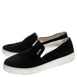 Pre Owned Prada Black Suede Slip On Sneakers Size 38.5