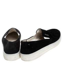 Pre Owned Prada Black Suede Slip On Sneakers Size 38.5