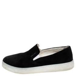 Pre Owned Prada Black Suede Slip On Sneakers Size 38.5