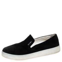 Pre Owned Prada Black Suede Slip On Sneakers Size 38.5