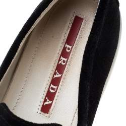 Pre Owned Prada Black Suede Slip On Sneakers Size 38.5