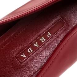 Pre Owned Prada Red Patent Leather Bow Pointed Toe Ballet Flats Size 37.5