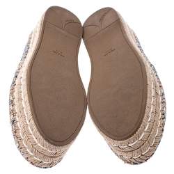 Pre Owned Prada Multicolor Floral Embroidered Canvas Platform Espadrille Flats Size 39