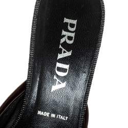 Prada Black Denim Buckle Mule Sandals Size 38