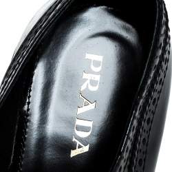 Pre Owned Prada Black Brogue Leather Wingtip Platform Sneakers Size 37.5