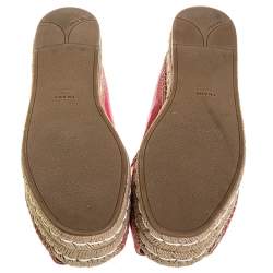 Pre Owned Prada Pink Patent Leather Peep Toe Platform Espadrilles Size 40