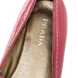 Pre Owned Prada Pink Patent Leather Peep Toe Platform Espadrilles Size 40