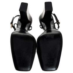 Pre Owned Prada Black Leather Square Toe Slingback Pumps Size 38