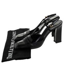 Pre Owned Prada Black Leather Square Toe Slingback Pumps Size 38