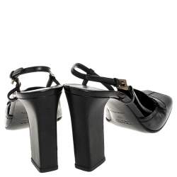 Pre Owned Prada Black Leather Square Toe Slingback Pumps Size 38