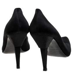 Pre Owned Prada Black Satin Pointed Toe Pumps Size 39