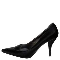 Pre Owned Prada Black Satin Pointed Toe Pumps Size 39