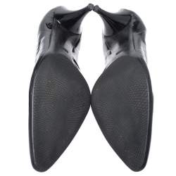 Pre Owned Prada Black Patent Leather Scrunch Pointed Toe Pumps Size 38.5