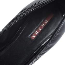 Pre Owned Prada Black Patent Leather Scrunch Pointed Toe Pumps Size 38.5