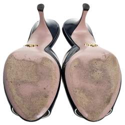 Prada Blue Saffiano Leather Peep Toe Mules Size 41