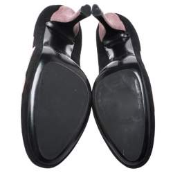 Pre Owned Prada Black/Pink Scalloped Trim Platform Pumps Size 39