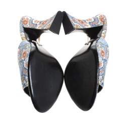 Pre Owned Prada Multicolor Floral Silk Brocade Mule Sandals Size 37