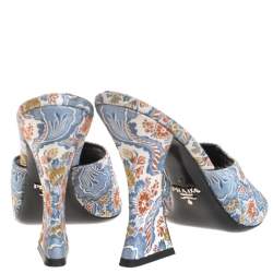Pre Owned Prada Multicolor Floral Silk Brocade Mule Sandals Size 37