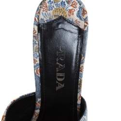 Pre Owned Prada Multicolor Floral Silk Brocade Mule Sandals Size 37