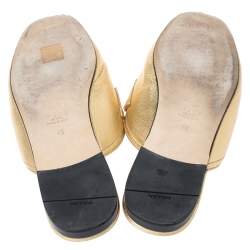 Pre Owned  Prada Metallic Gold Leather Mule Flat Slides Size 40