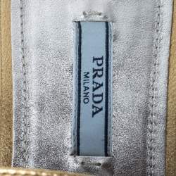 Pre Owned  Prada Metallic Gold Leather Mule Flat Slides Size 40