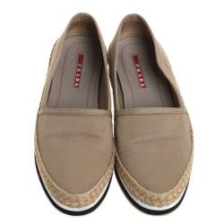 Pre Owned Prada Sport Grey Canvas Slip on Sneakers Size 37.5