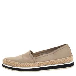 Pre Owned Prada Sport Grey Canvas Slip on Sneakers Size 37.5