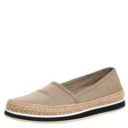 Pre Owned Prada Sport Grey Canvas Slip on Sneakers Size 37.5