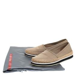 Pre Owned Prada Sport Grey Canvas Slip on Sneakers Size 37.5