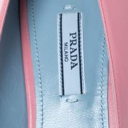 Pre Owned Prada Pink Leather Bow Detail Pointed Toe Pumps Size 39.5
