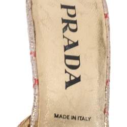 Prada Gold/Red Silk Brocade Mule Sandals Size 38