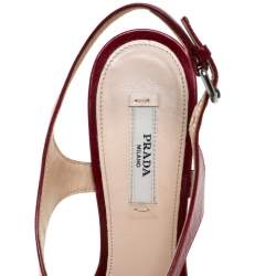 Pre Owned Prada Red Leather Strappy Platform Sandals Size 37