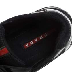 Pre Owned Prada Black Mesh And Patent Leather America S Cup Sneakers Size 34
