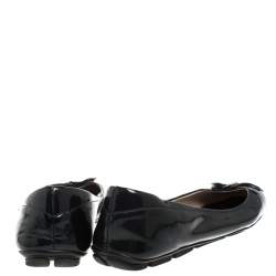 Pre Owned Prada Dark Blue Patent Leather Bow Ballet Flats Size 39