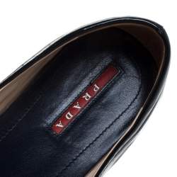 Pre Owned Prada Dark Blue Patent Leather Bow Ballet Flats Size 39