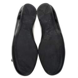 Pre Owned Prada Black Patent Leather Bow Ballet Flats Size 37.5