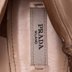 Pre Owned Prada Brown Patent Leather Bow Scrunch Ballet Flats Size 39