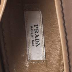 Pre Owned Prada Light Brown Leather Buckle Pointed Toe Pumps Size 37.5