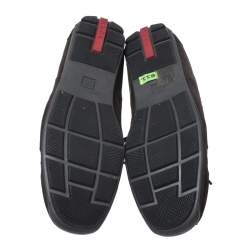 Pre Owned Prada Dark Brown Leather and Suede Lace Up Low Top Sneakers Size 38