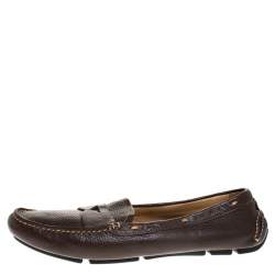 Prada Dark Brown Leather Loafers Size 39