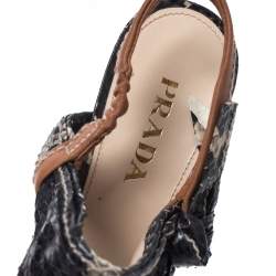 Prada Multicolor Python Bow Embellished Slingback Platform Sandals Size 38.5