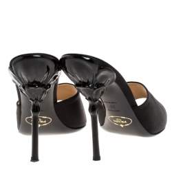 Prada Black Satin Open Toe Sandals Size 39
