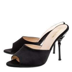 Prada Black Satin Open Toe Sandals Size 39