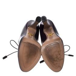 Pre Owned Prada Purple Leather Lace Up Platform Booties Size 36.5
