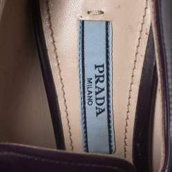 Pre Owned Prada Purple Leather Lace Up Platform Booties Size 36.5